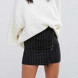 Stripe gray wrap mini skirt